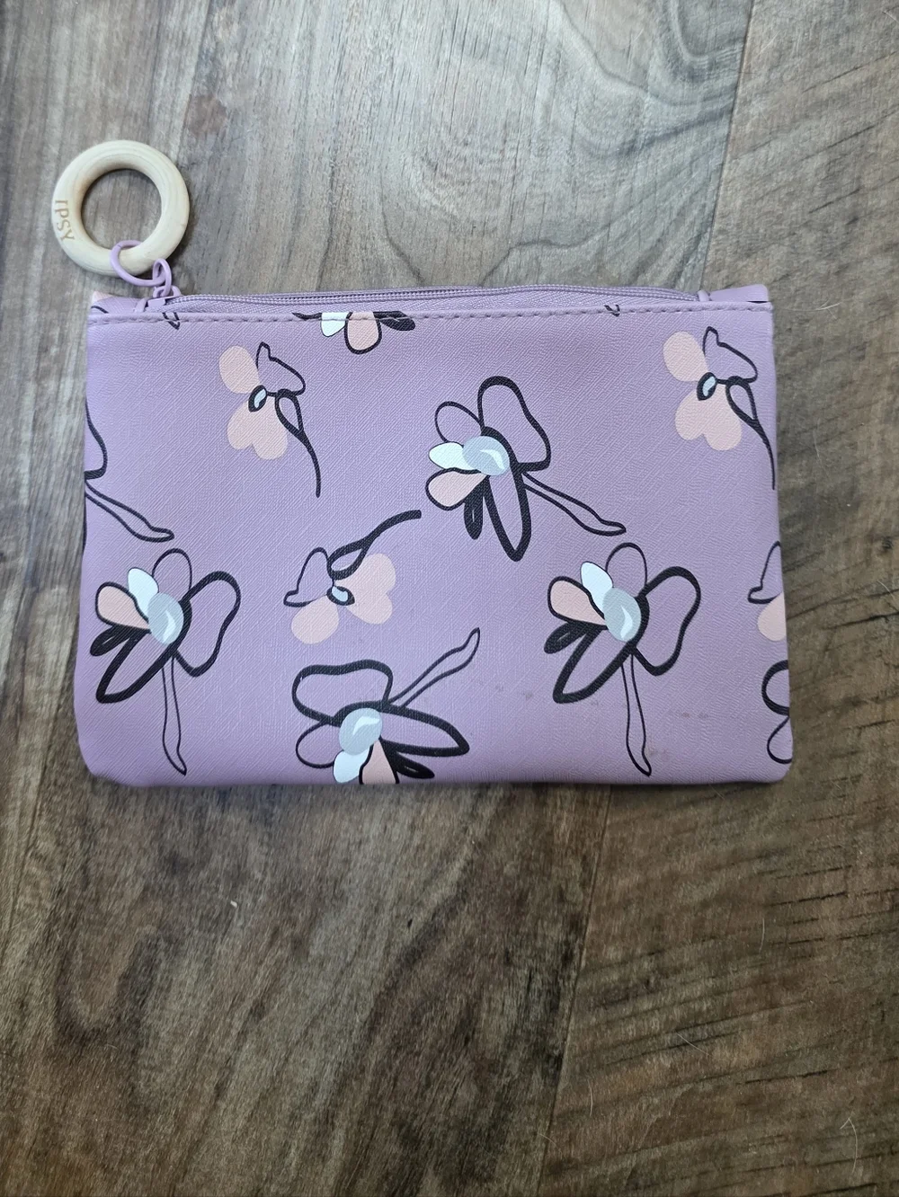 🌸 2 ipsy Bags! Lilac Floral Wristlet & Pink Glitter Pouch